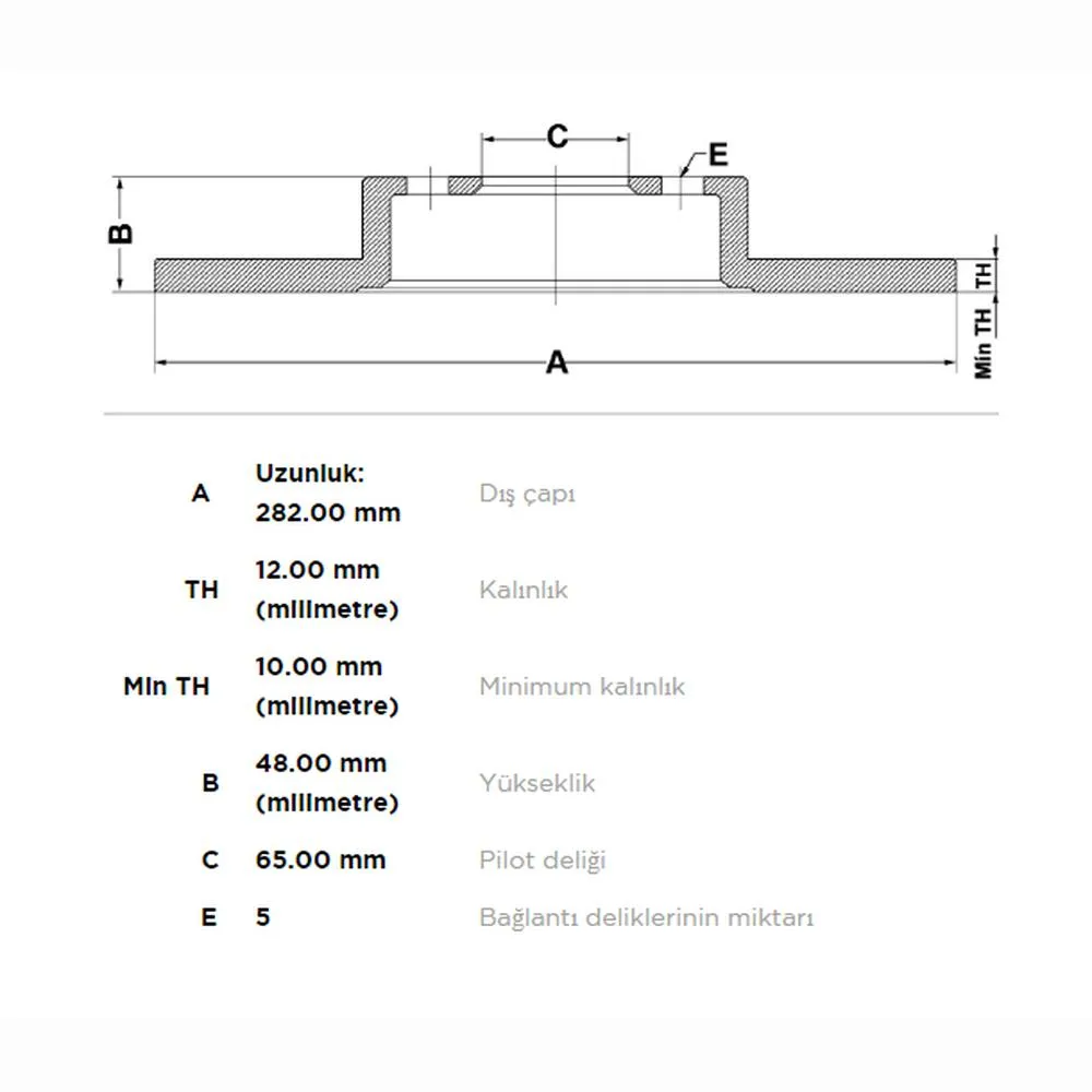 FREN DİSKİ ARKA AUDI A3-Q3 VW GOLF 5-6 PASSAT 05- 